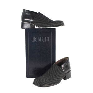 Luc Berjen Sz 39 Charcoal Black Elastic Bambou 1.5" Ankle Booties